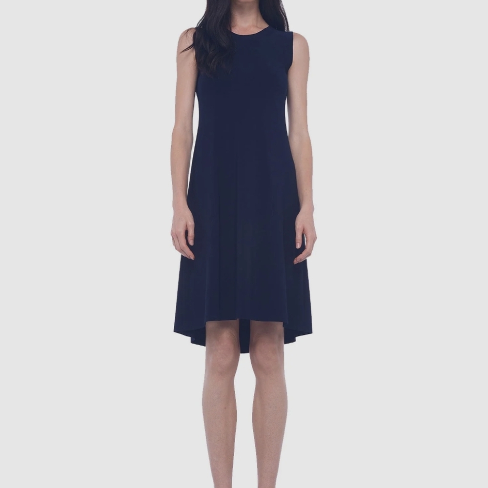 Norma Kamali Sleeveless Swing Dress Midnight Navy Blue Size Small - Picture 5 of 6